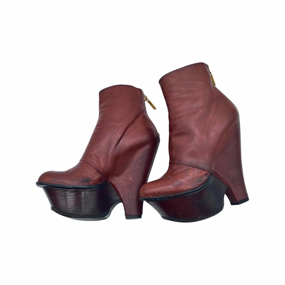 Baldan | Congac platform wedge ankle booties | Size 38 - Picture 4 of 10